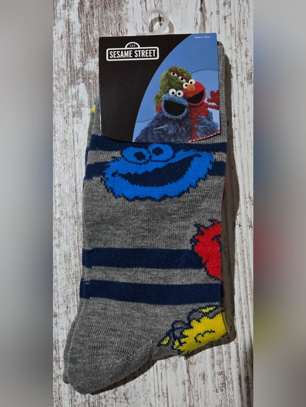 Sesame Street Men's Grey Character Crew Socks Sock Size 10-13